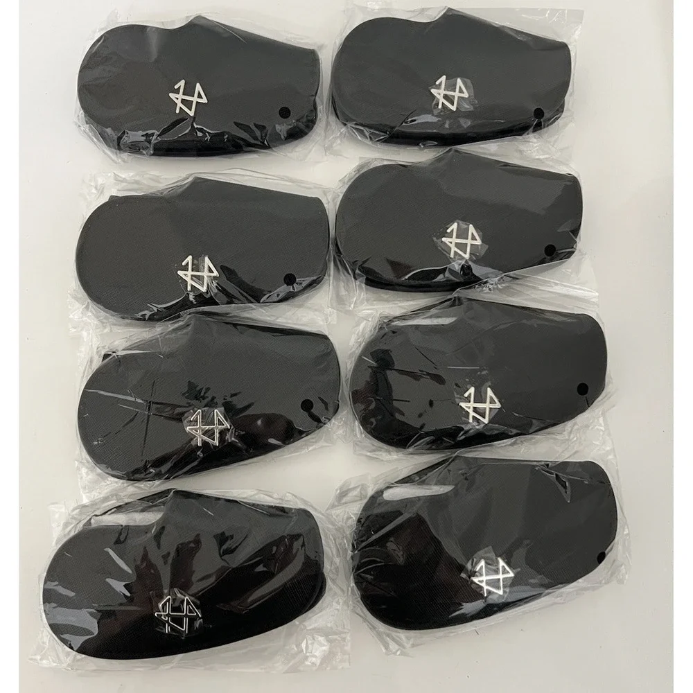 (b32/3) 1 Golf Iron Covers Staffiano Leather Magnetic Club Head over Black